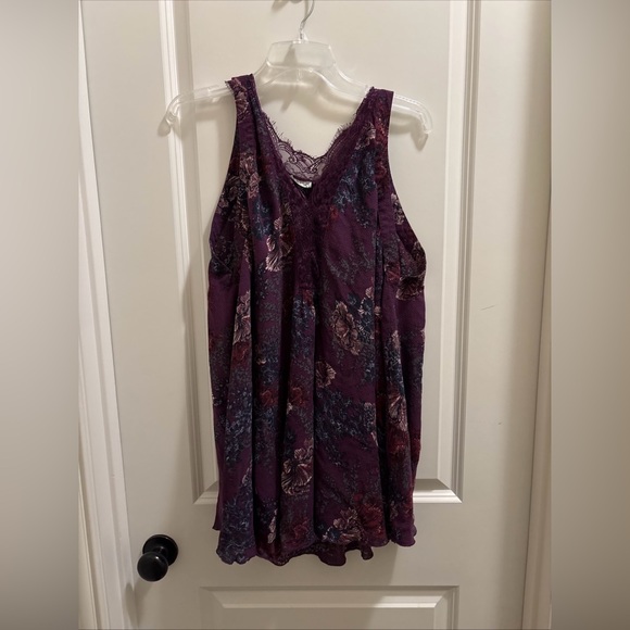 Intimately Free People "So You Say" Lace Floral Slip Dress Womens M Purple Boho - Picture 3 of 5
